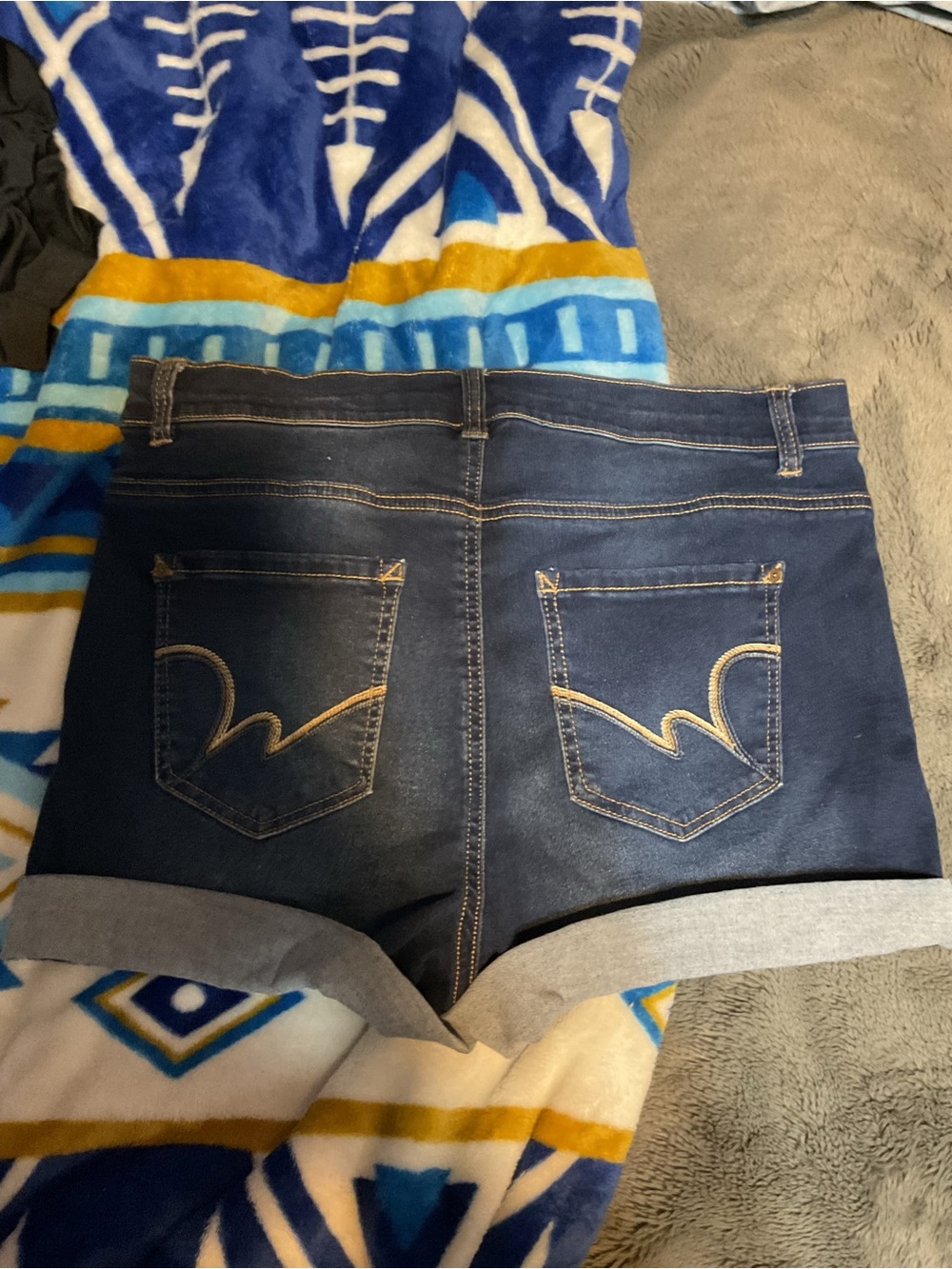 Dark Blue Denim Cuffed Wallflower Shorts